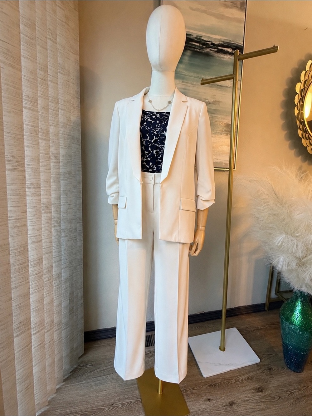 Chico's Cream Tailored Blazer and Pants Set